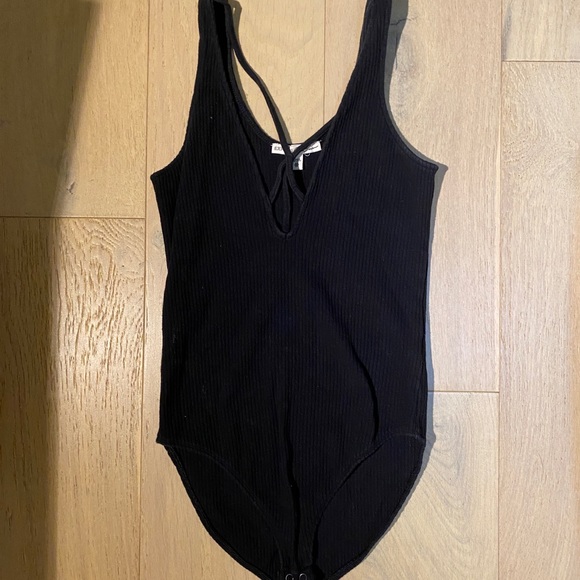 Cross Front Ribbed Bodysuit - Picture 1 of 2